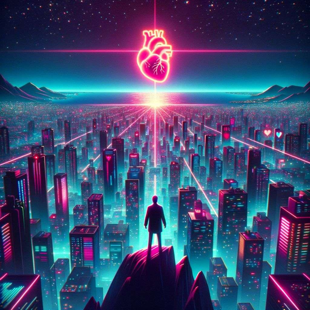 a representation of anxiety, digital art, synthwave
